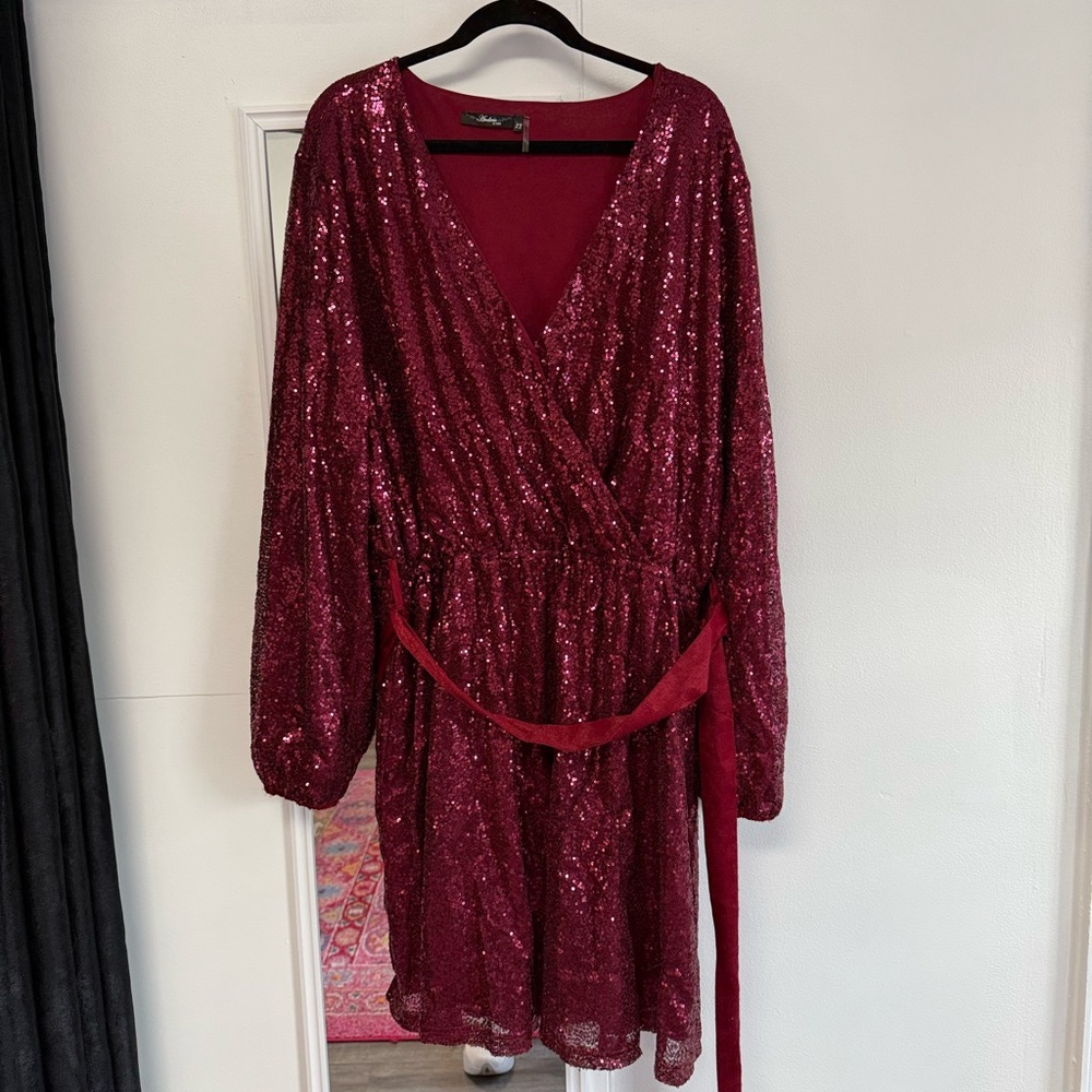 Sparkling Burgundy Sequin Dress